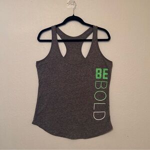 NWOT Gray Razorback OLD NAVY Tank w/Green Hombre Logo “Be Bold”. Sz W-Lg, M-Med